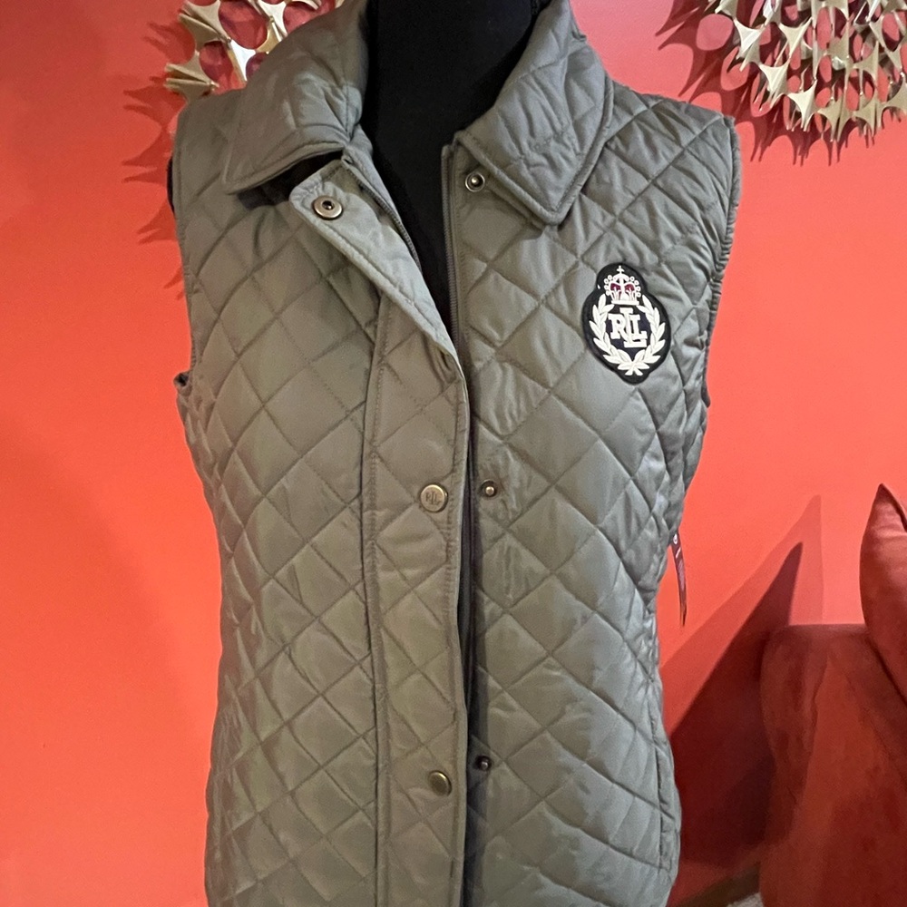 Ralph Lauren Green Quilted Vest with Water-Resistant Finish